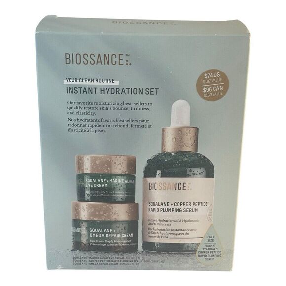 BIOSSANCE Instant Hydration Set Limited Edition Full Size and Travel size